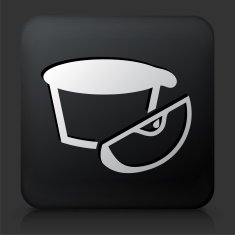 Black Square Button with Apple Pie