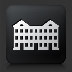 Black Square Button with Aparment Buildings N2