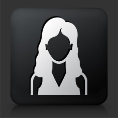 Black Square Button with Woman Face N14