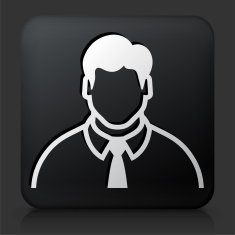 Black Square Button with Male Face Icon N46