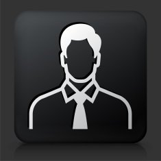 Black Square Button with Male Face Icon N47