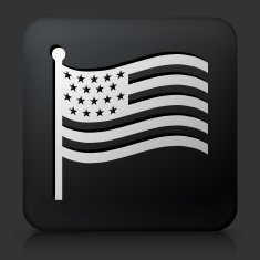 Black Square Button with American Flag Icon N2