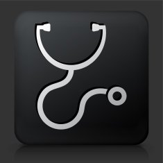 Black Square Button with Stethoscope N2