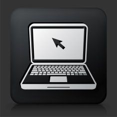 Black Square Button with Laptop Icon