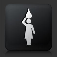Black Square Button with Carrying Jug Icon