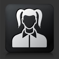 Black Square Button with Girl Face N2