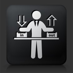Black Square Button with Businessman In & Out