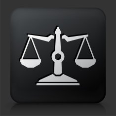 Black Square Button with Justice Balance Icon N2