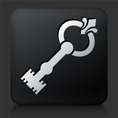 Black Square Button with Old Key