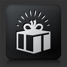 Black Square Button with Present Icon