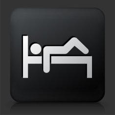 Black Square Button with Resting Man