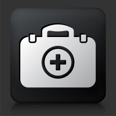 Black Square Button with Medical Briefcase