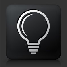 Black Square Button with Light Bulb