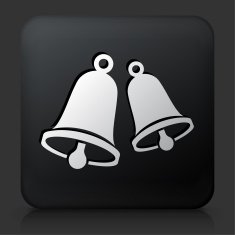 Black Square Button with Two Bells