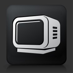Black Square Button with Television Icon N5