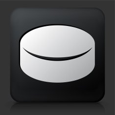 Black Square Button with Hockey Puck
