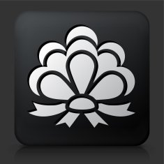 Black Square Button with Ribbon