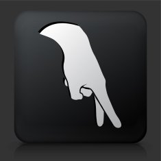 Black Square Button with Walking Fingers Icon