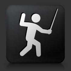 Black Square Button with Fencing Icon N2