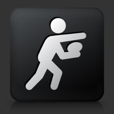 Black Square Button with Football Icon