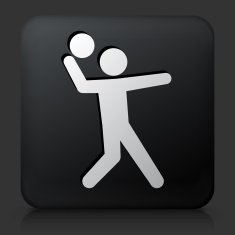 Black Square Button with Serving Icon