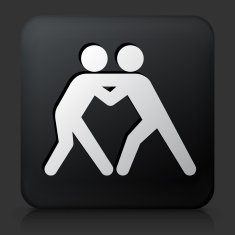 Black Square Button with Boxing Icon N2