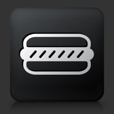Black Square Button with Hotdog Icon