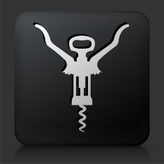 Black Square Button with Cork Screw