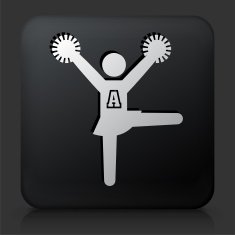 Black Square Button with Cheerleader