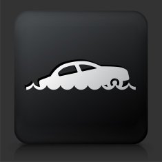 Black Square Button with Sinking Car