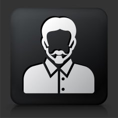 Black Square Button with Male Face Icon N48