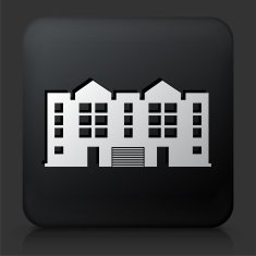 Black Square Button with Aparment Buildings N3