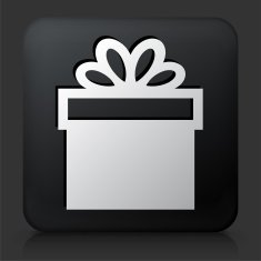 Black Square Button with Gift Box