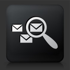 Black Square Button with Email Search Icon