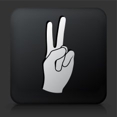 Black Square Button with Two Fingers N2