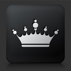 Black Square Button with Crown Icon N5