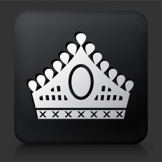 Black Square Button with Crown Icon N6
