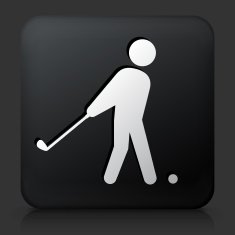 Black Square Button with Golf Icon