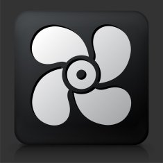 Black Square Button with Fan