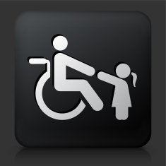 Black Square Button with Crippled & Young Girl Icon