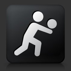 Black Square Button with Volleyball Icon N2
