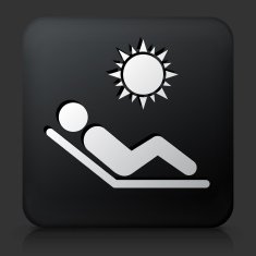 Black Square Button with Sunbathing Icon