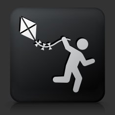 Black Square Button with Kite Runner Icon
