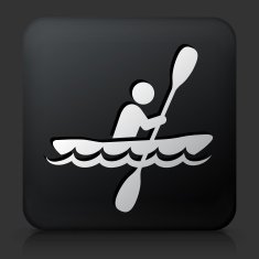 Black Square Button with Paddleboat Icon