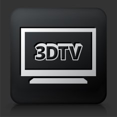 Black Square Button with 3-D TV