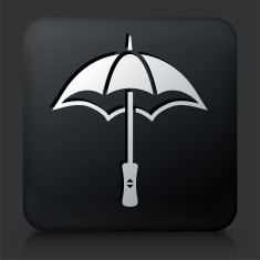 Black Square Button with Umbrella