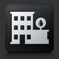 Black Square Button with Water House