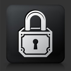 Black Square Button with Security Lock Icon N21