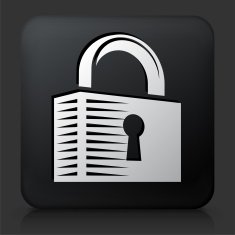Black Square Button with Security Lock Icon N22