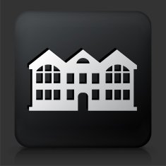 Black Square Button with Aparment Buildings N5